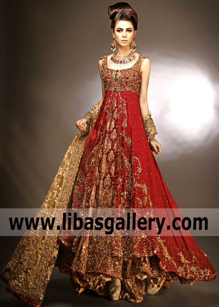 Firebrick Esperance Wedding Anarkali