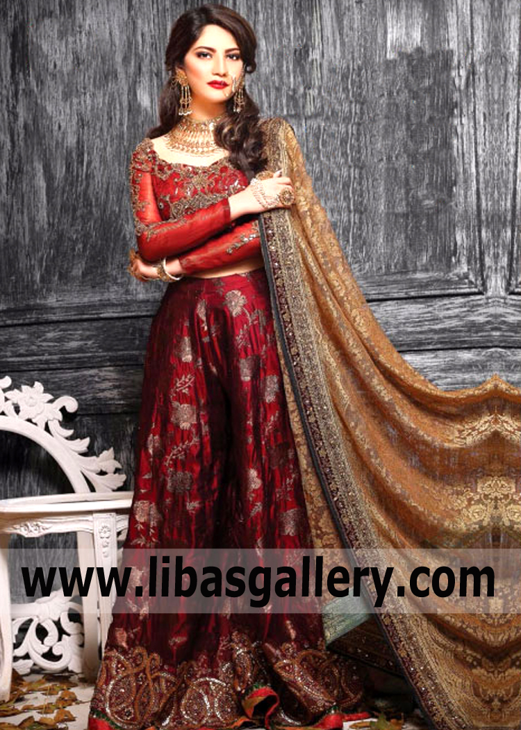 Dark Carmine Alphand Lehenga