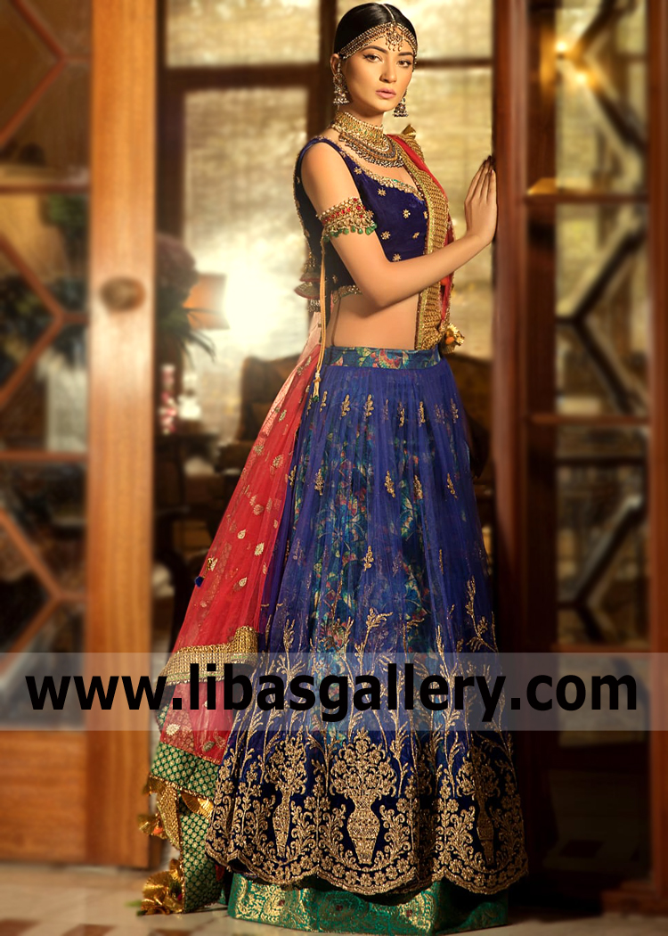 St Patrick Blue Brignole Lehenga