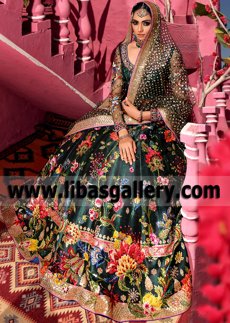 MSU Green Crinum Bridal Lehenga