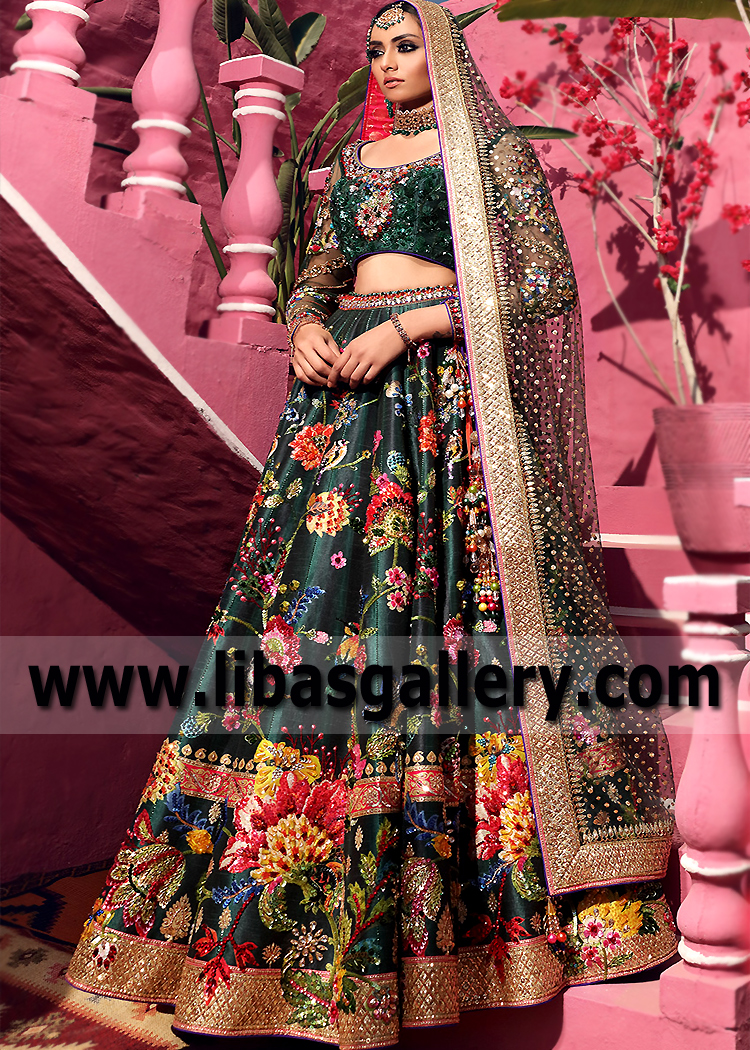 MSU Green Crinum Bridal Lehenga