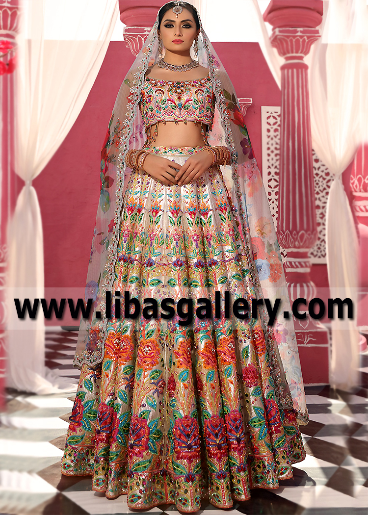 Grey Silver Monarda Bridal Lehenga for Bride Sister