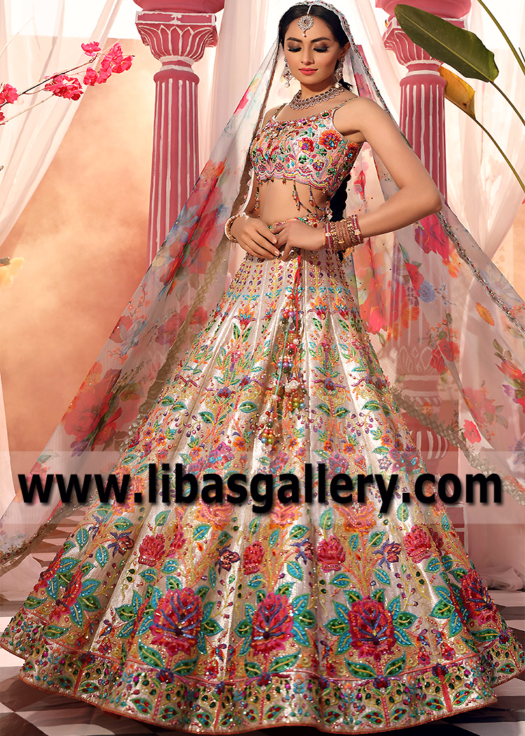 Grey Silver Monarda Bridal Lehenga for Bride Sister