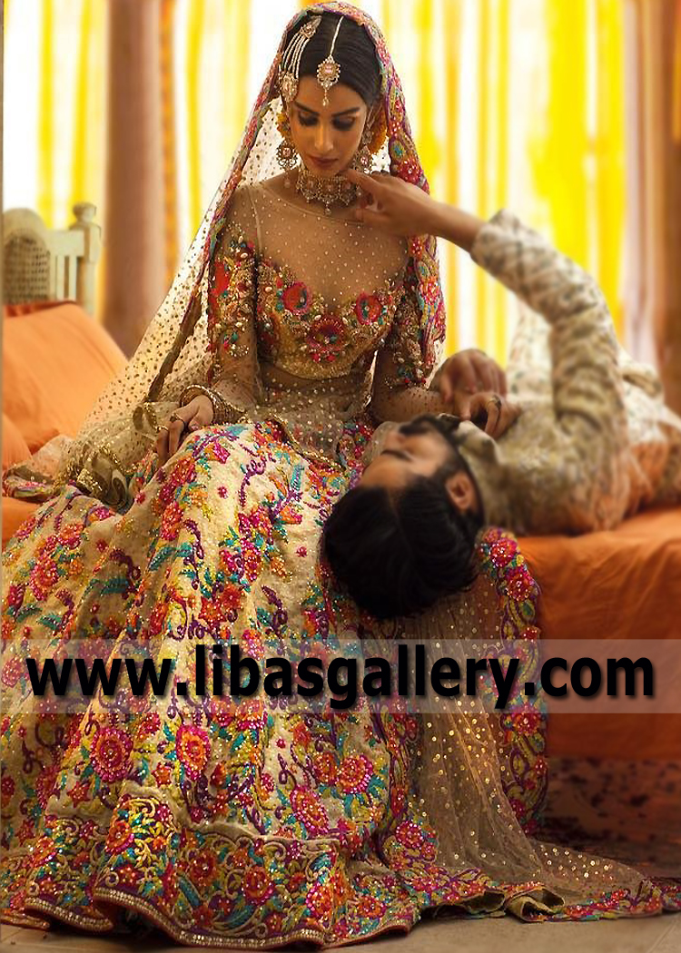 Champagne Crinum Wedding Lehenga Design
