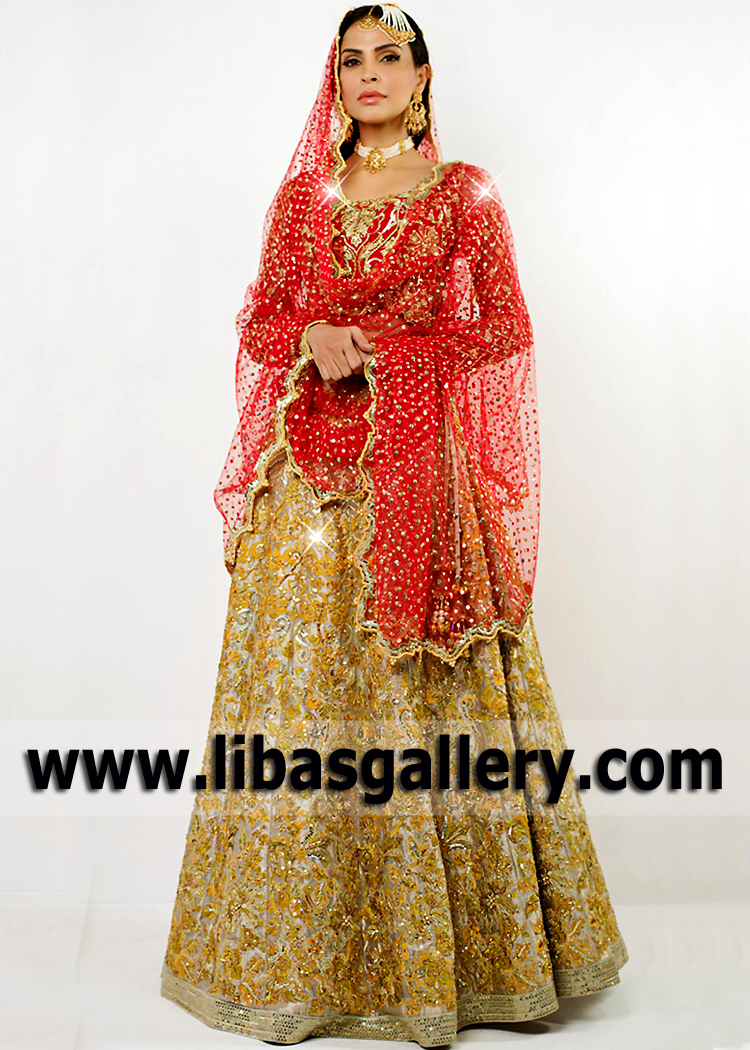 Light Gold Tansy Wedding Lehenga