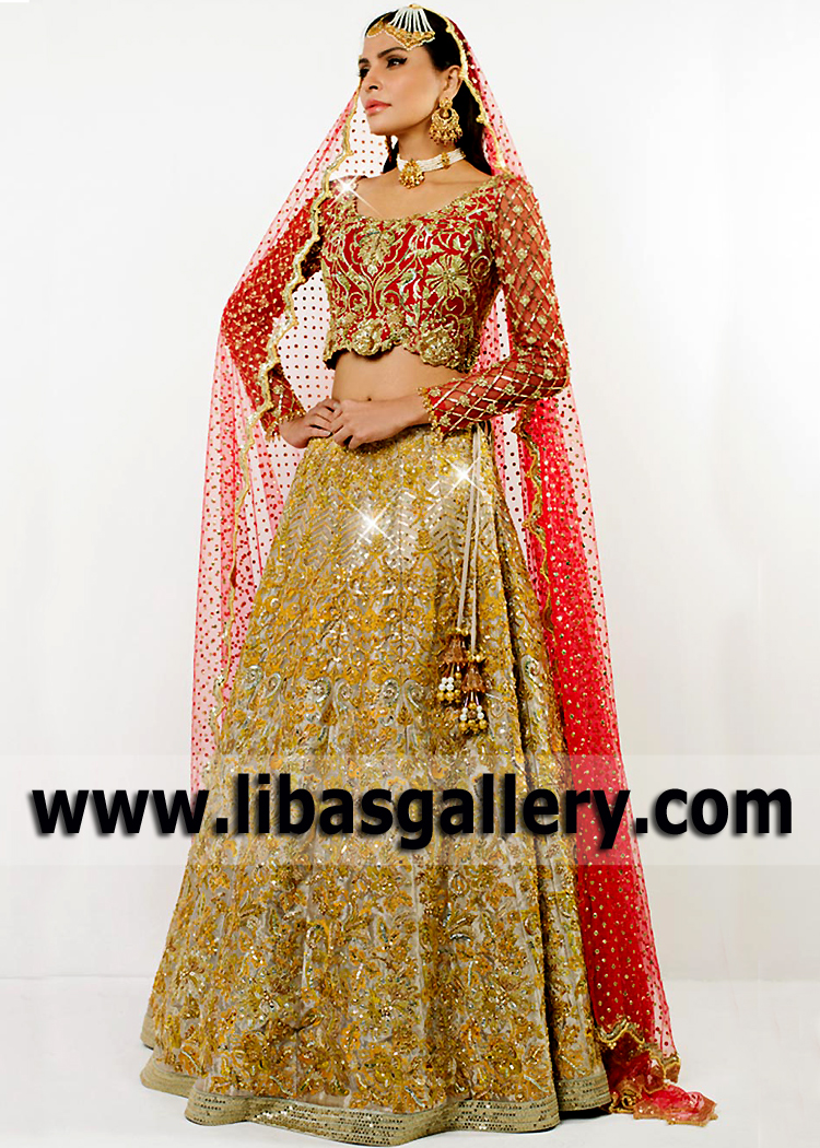 Light Gold Tansy Wedding Lehenga