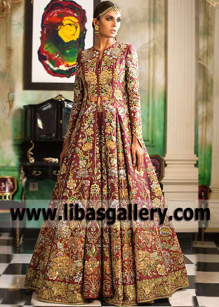 Burgundy Kalmia Anarkali Lehenga