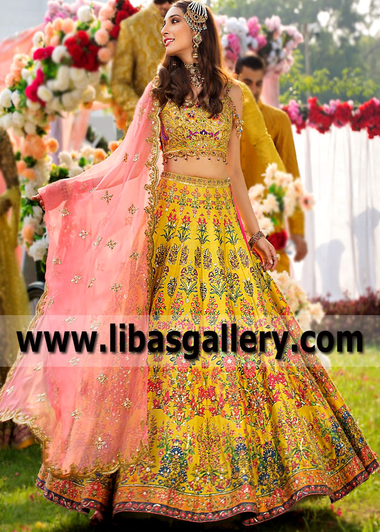Yellow Bridal Lehenga Newark New Jersey USA Designer Nomi Ansari Bridal Lehenga Yellow Bridal Lehenga Newark New Jersey USA Designer Nomi Ansari Bridal Lehenga