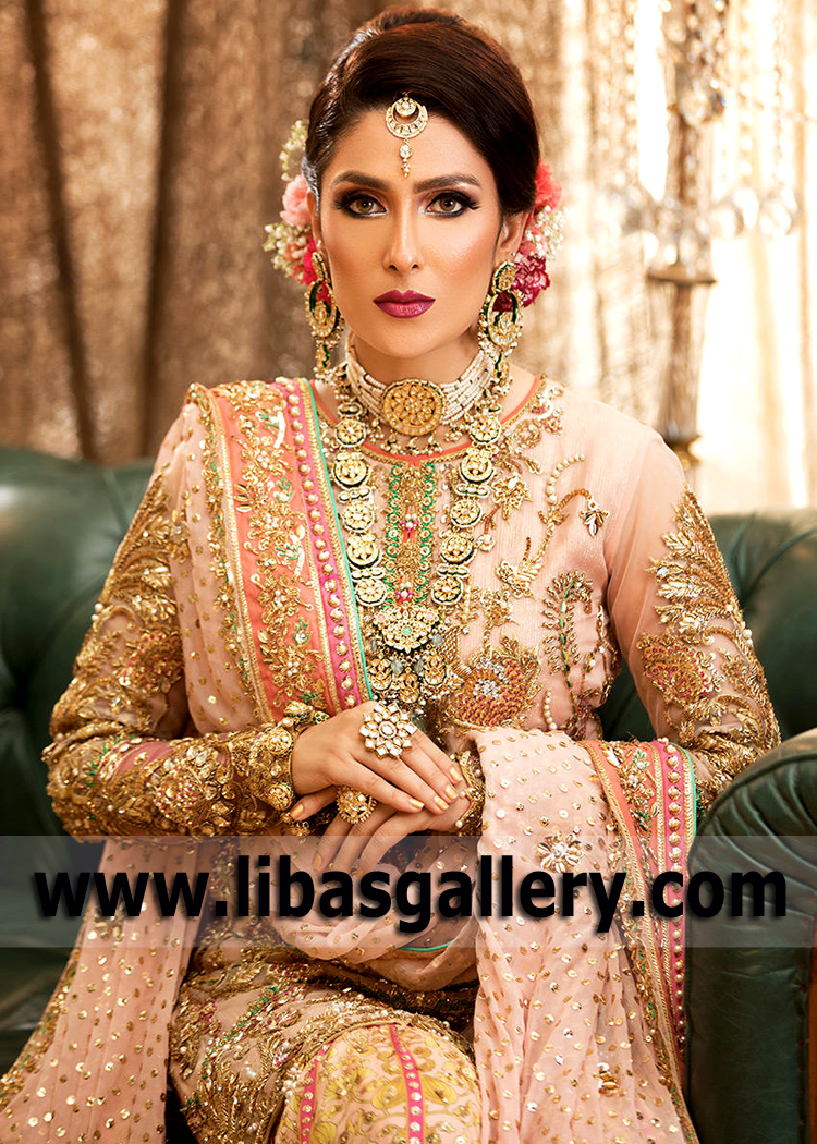 Apricot Mallow Bridal Walima Gharara