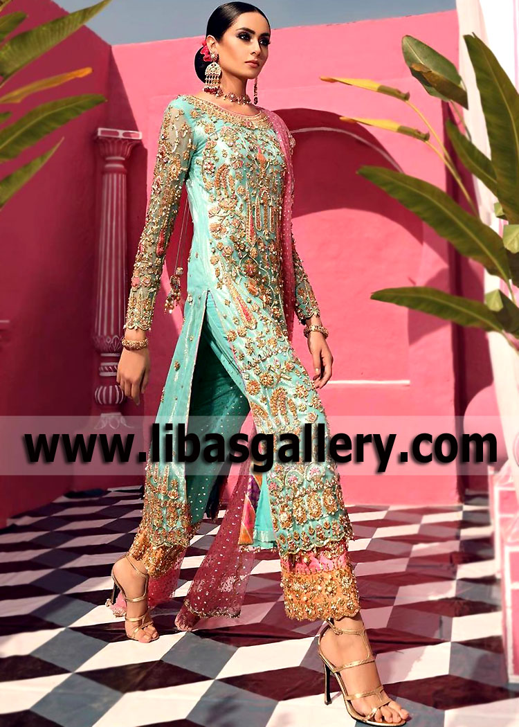 Turquoise Pink Majestic Ezaar Suit
