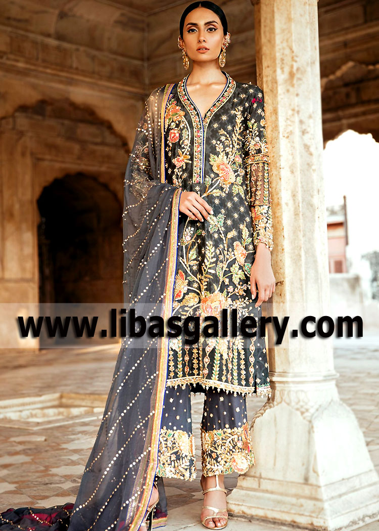 Battleship Grey Gladiolus A Line Kurta Style