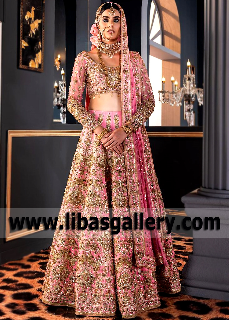 Carnation Pink Ovule Bridal Lehenga Suit