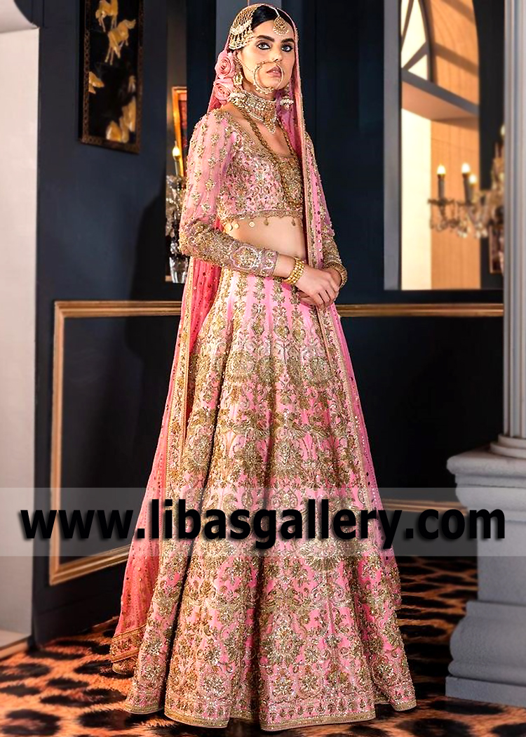 Carnation Pink Ovule Bridal Lehenga Suit
