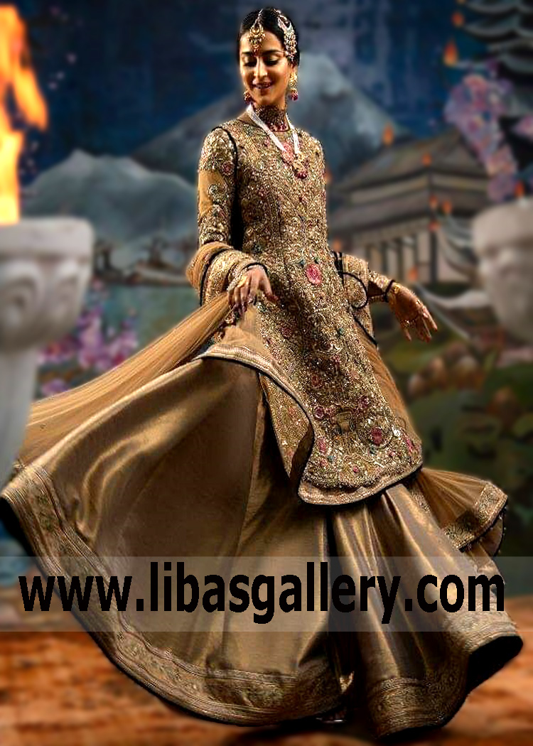 Latest Bridal Sharara Zurich Switzerland Pakistani Wedding Sharara Fahad Hussayn