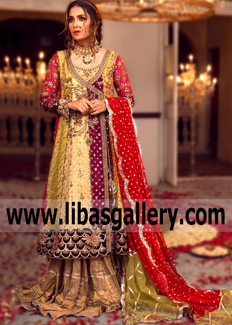 Exclusive Bridal Angrakha Canberra Australia Angrakha with Sharara Bridal Collection By Annus Abrar