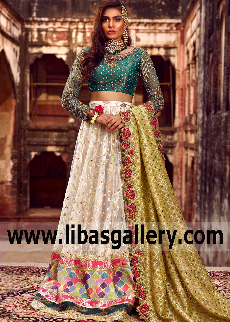 Teal Offwhite Clayton Lehenga
