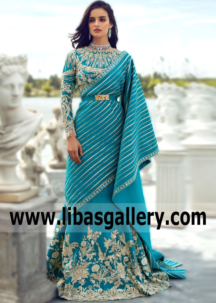Turquoise Morgan Sister of Bride Lehenga