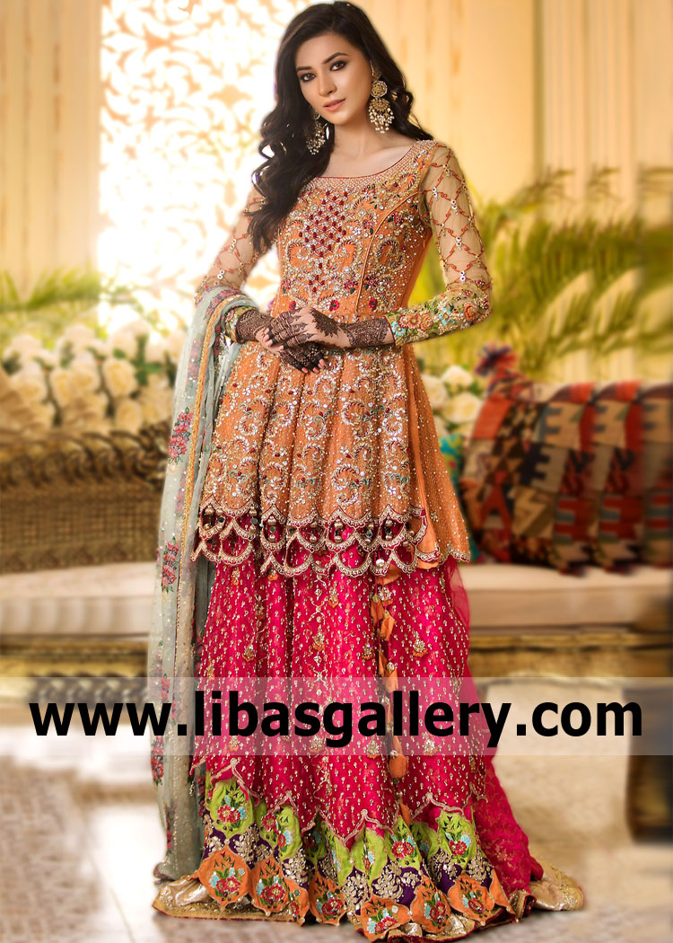 Multi Drew Peplum Lehenga Wedding Guest Outfit