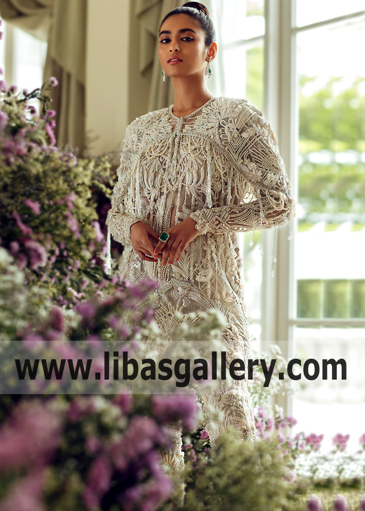Mesmerizing Off White Arum Designer Cape Style