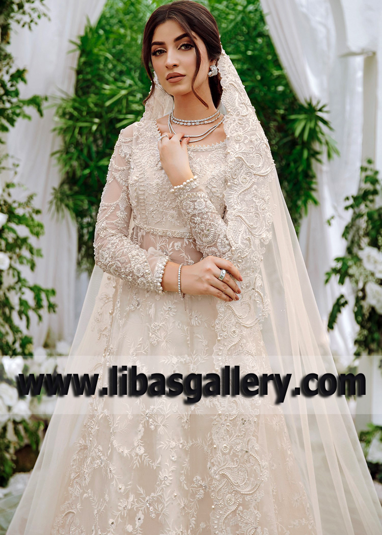 Isabelline Asti Bridal Lehenga with Gorgeous Cathedral Length Veil