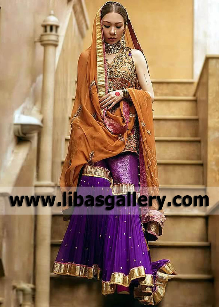 Bronze Indigo Spirea Peplum Gharara Dress