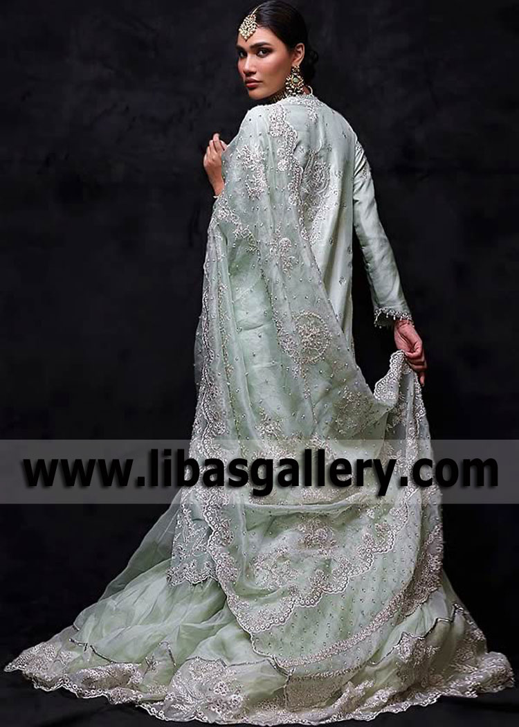 Alice Blue Woolly Lehenga for Bridal Party