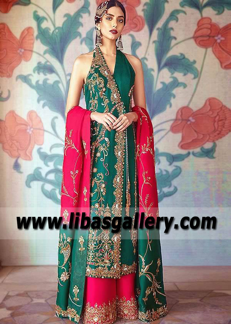 Shamsha Hashwani Angrakha Dress Sunnyvale California USA Pakistani Indian Angrakha Dresses with embellishments