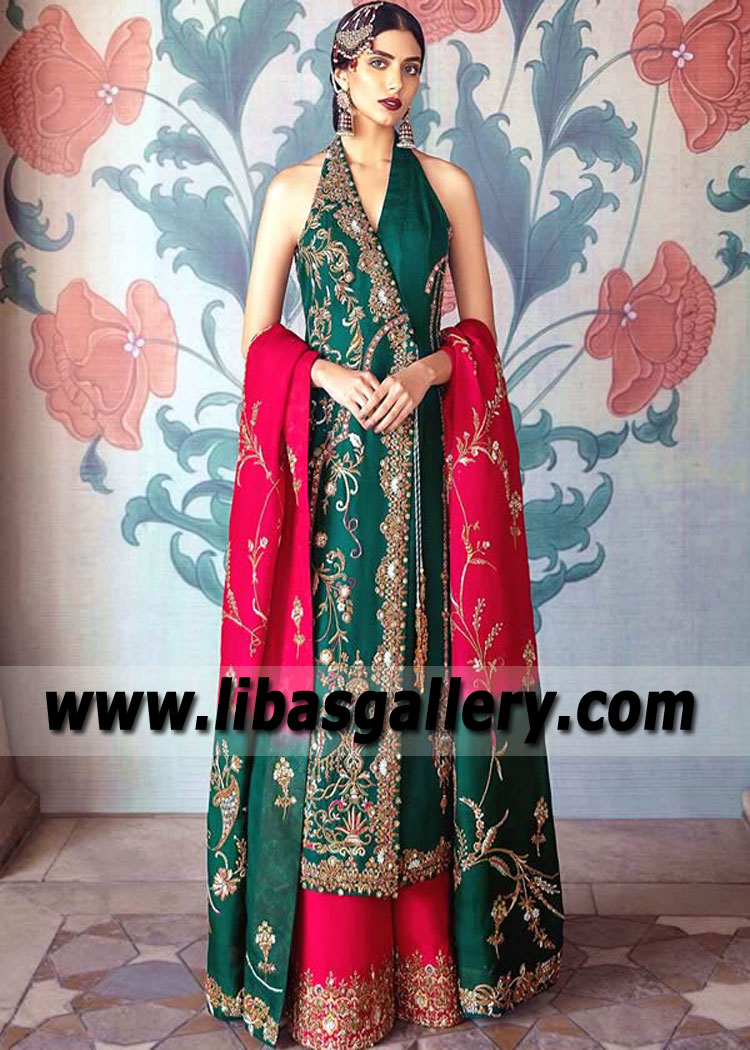 Jungle Green Divina Angrakha Dress