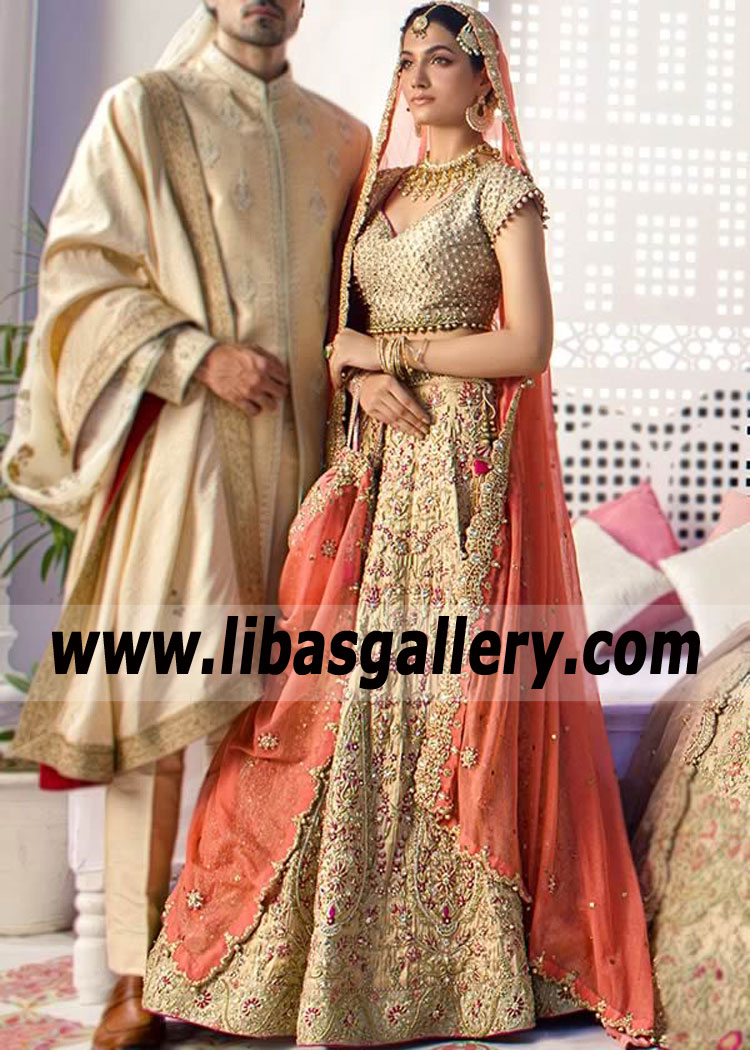 Camel Organe Abigail Walima Bridal Lehenga