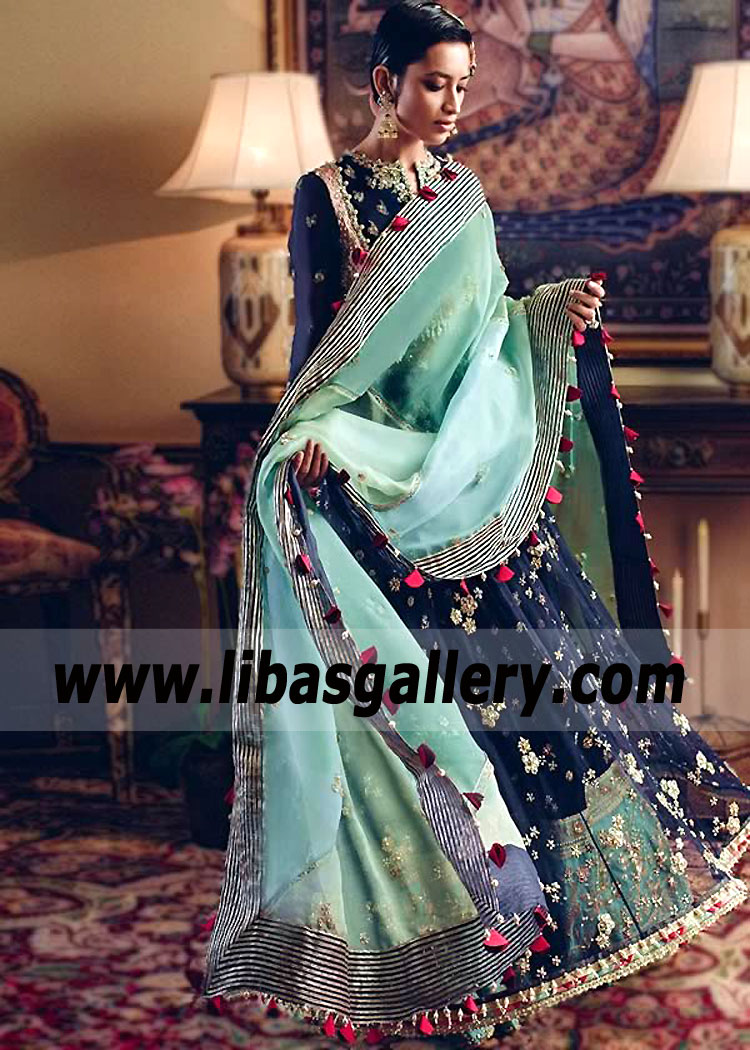 Oxford Blue Aqua Primula Anarkali Suit Design