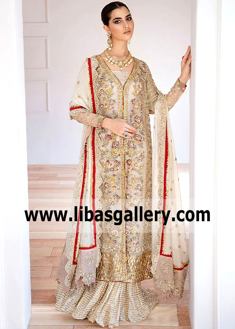 Off White Mantle Designer Lehenga