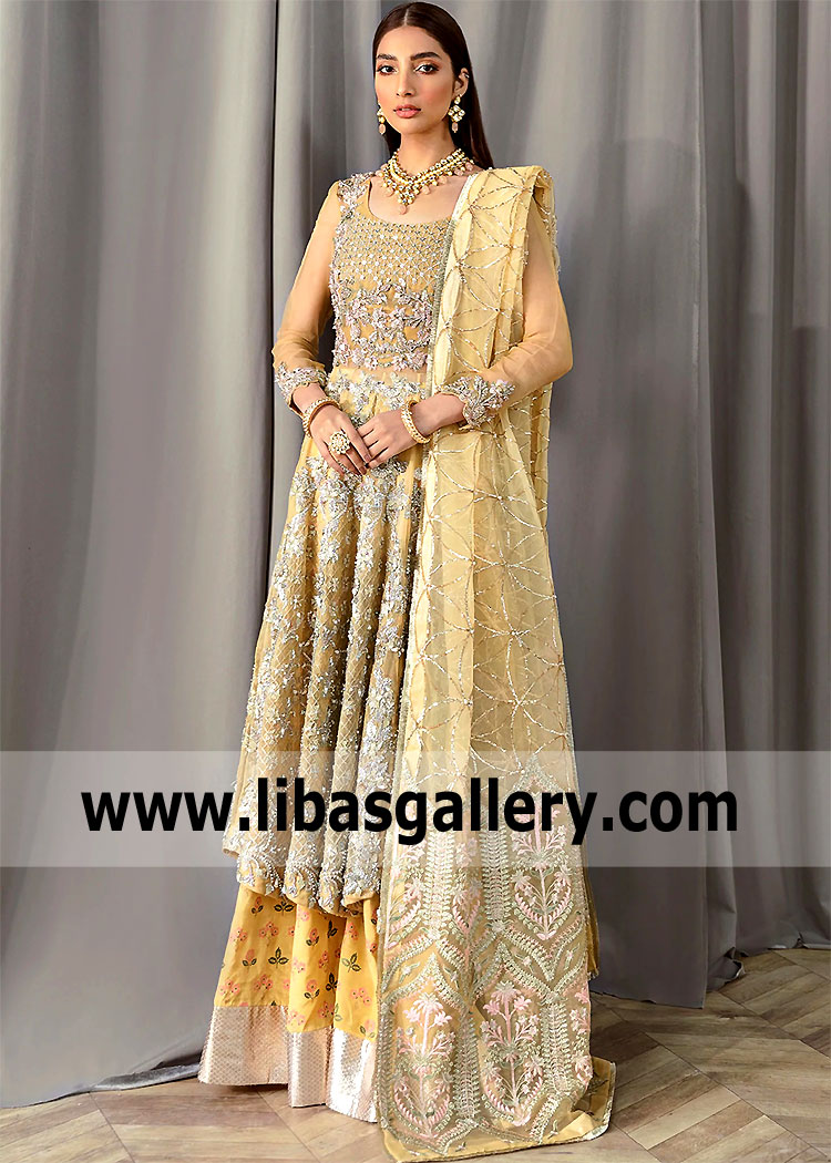 Amber Gold Laurel Anarkali Lehenga Dress