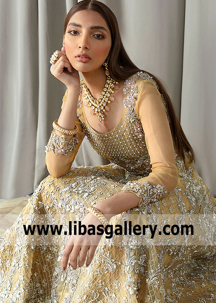 Amber Gold Laurel Anarkali Lehenga Dress