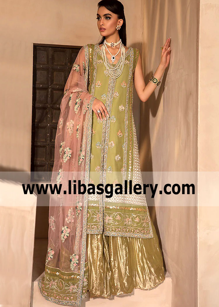 Pear Green Bridal Lehenga Dresses Shops Bellerose New York NY US Buy Lehenga Dresses