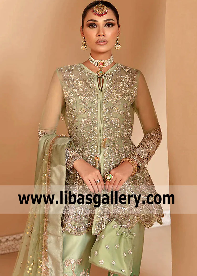 Moss Green Bergenia Wedding Peplum