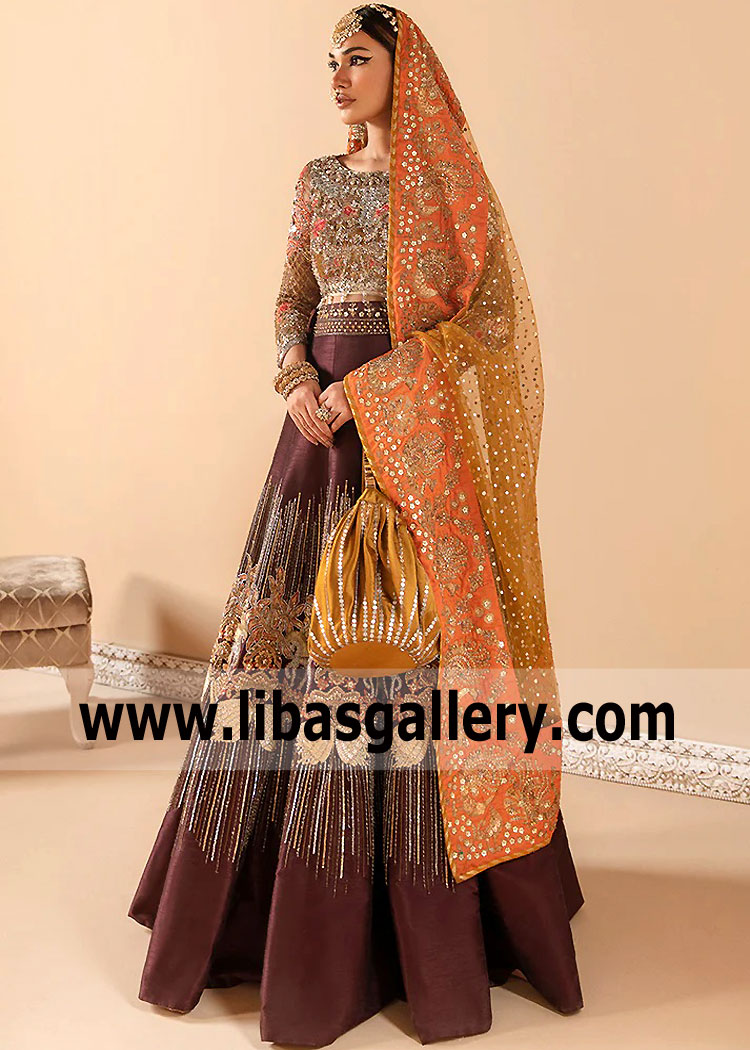 Dark Old Mauve Alcea Wedding Lehenga