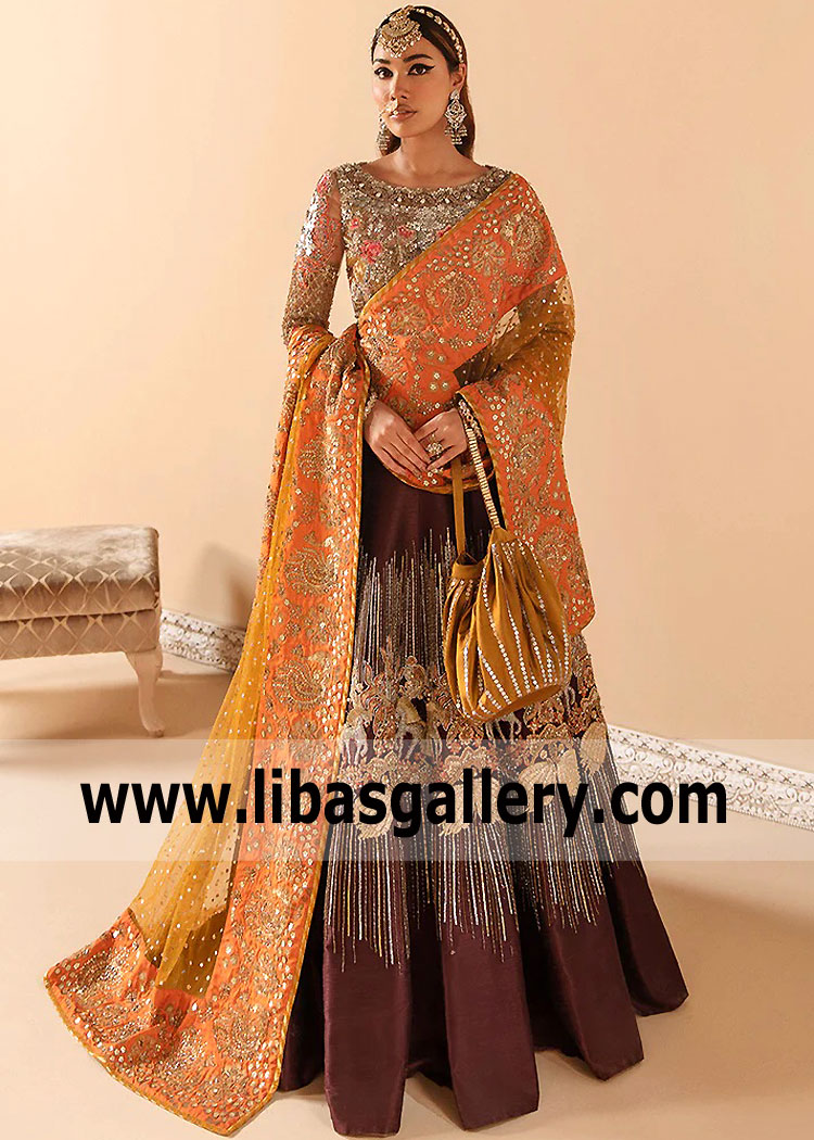 Dark Old Mauve Alcea Wedding Lehenga