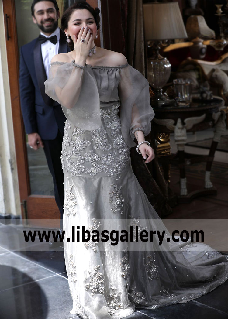 Old lavender Balloon Top With Mermaid Cut Lehenga