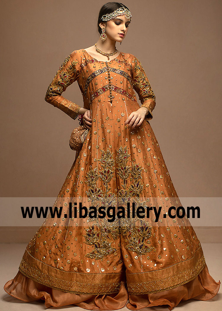 Bronze Magnolia Anarkali Bridal Dress