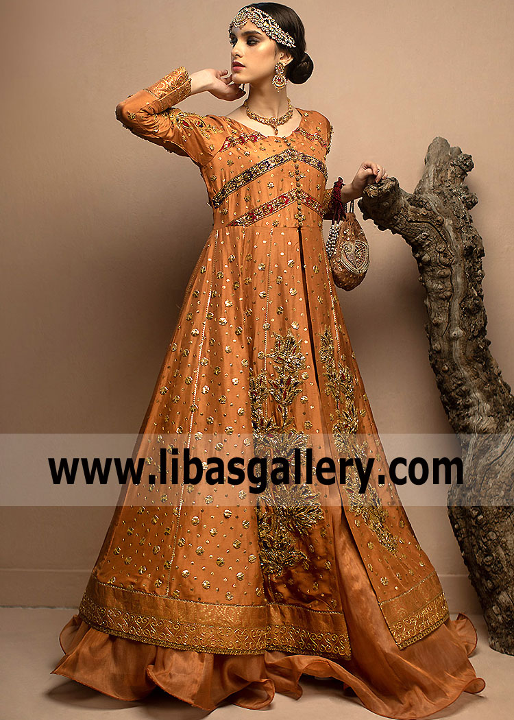 Bronze Magnolia Anarkali Bridal Dress