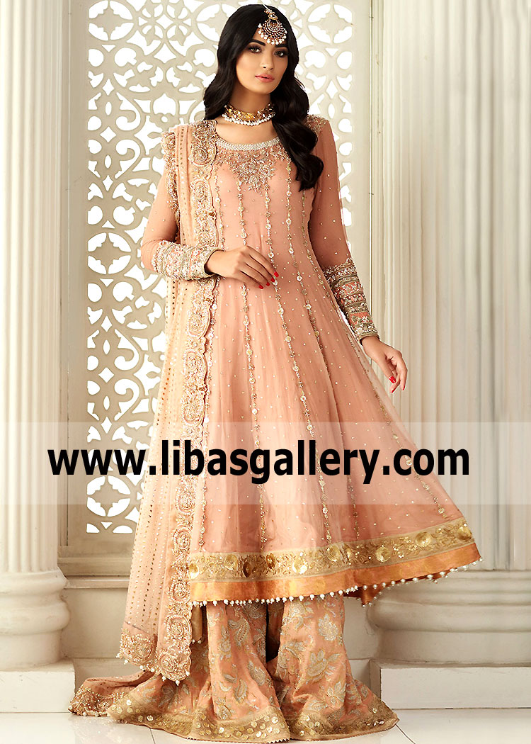 Rose Pink Emberglow Kalidar Shirt With Sharara