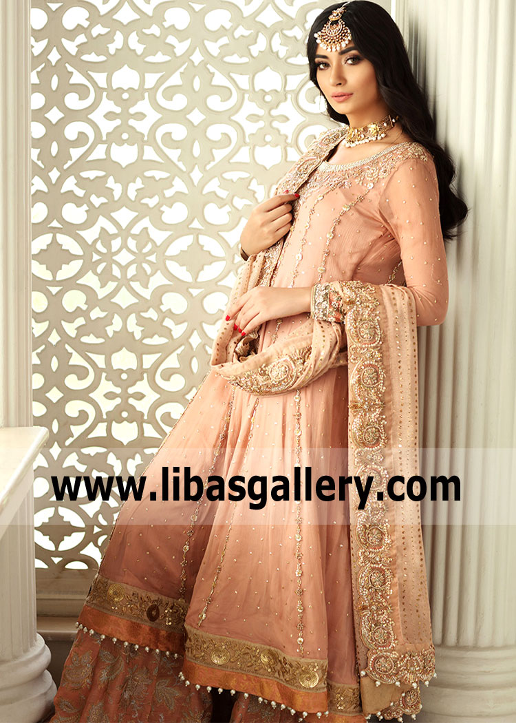 Rose Pink Emberglow Kalidar Shirt With Sharara