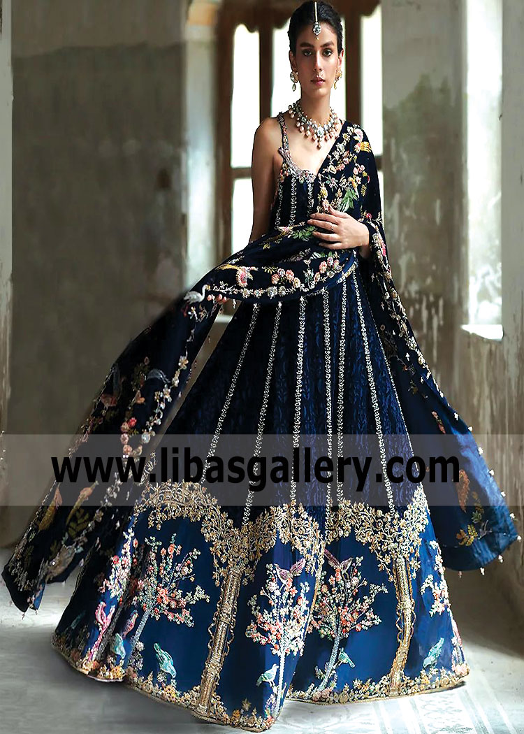 Oxford Blue Majestic Anarkali Dress