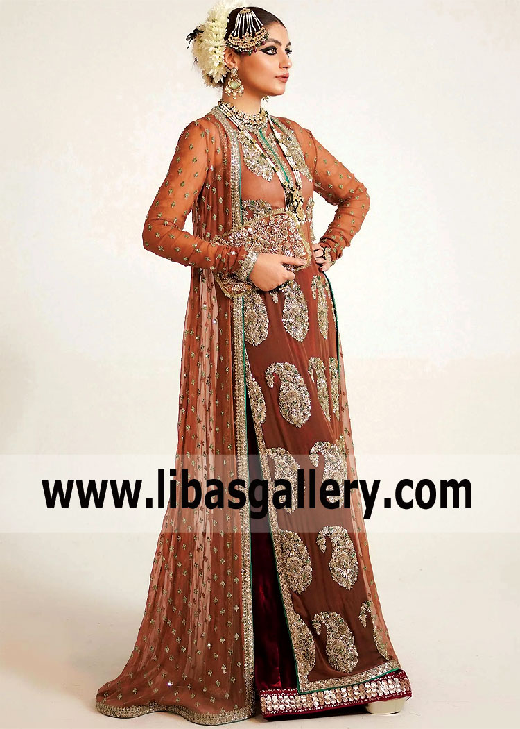 Bronze Lilium Gown With Velvet Palazzo Pants