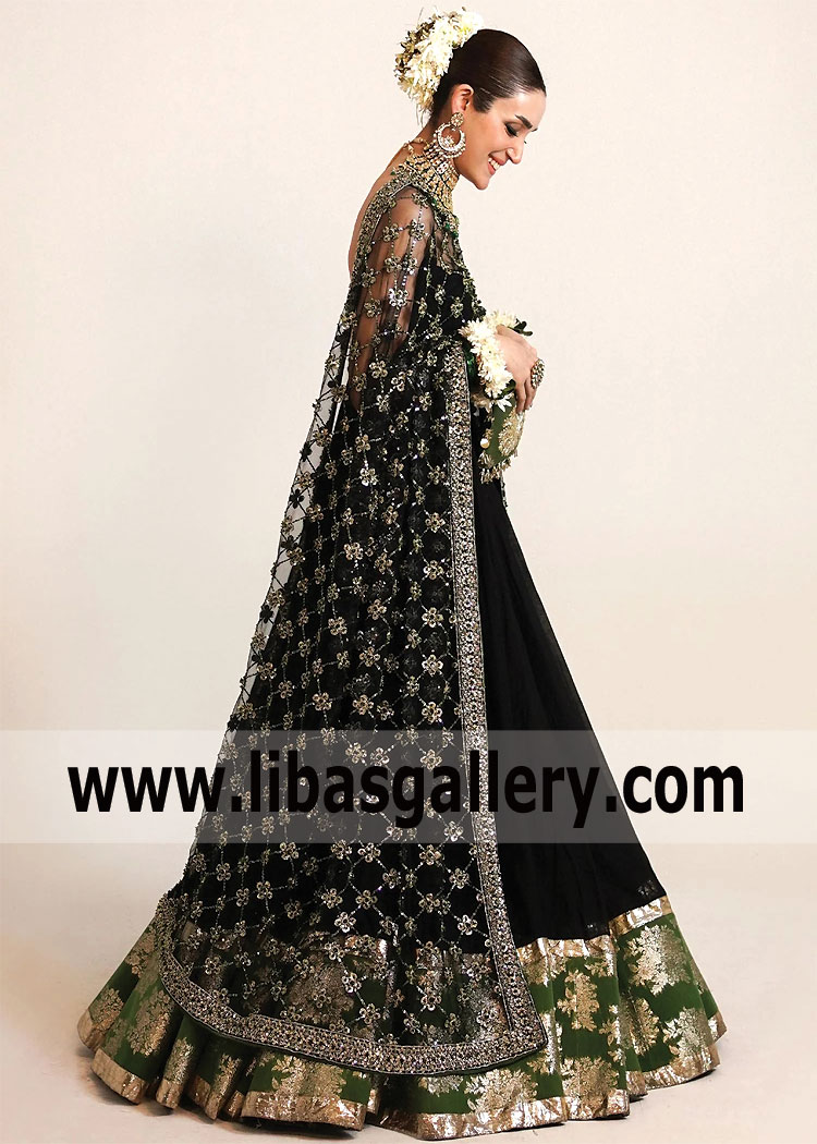Black Iris Bridal Pishwas