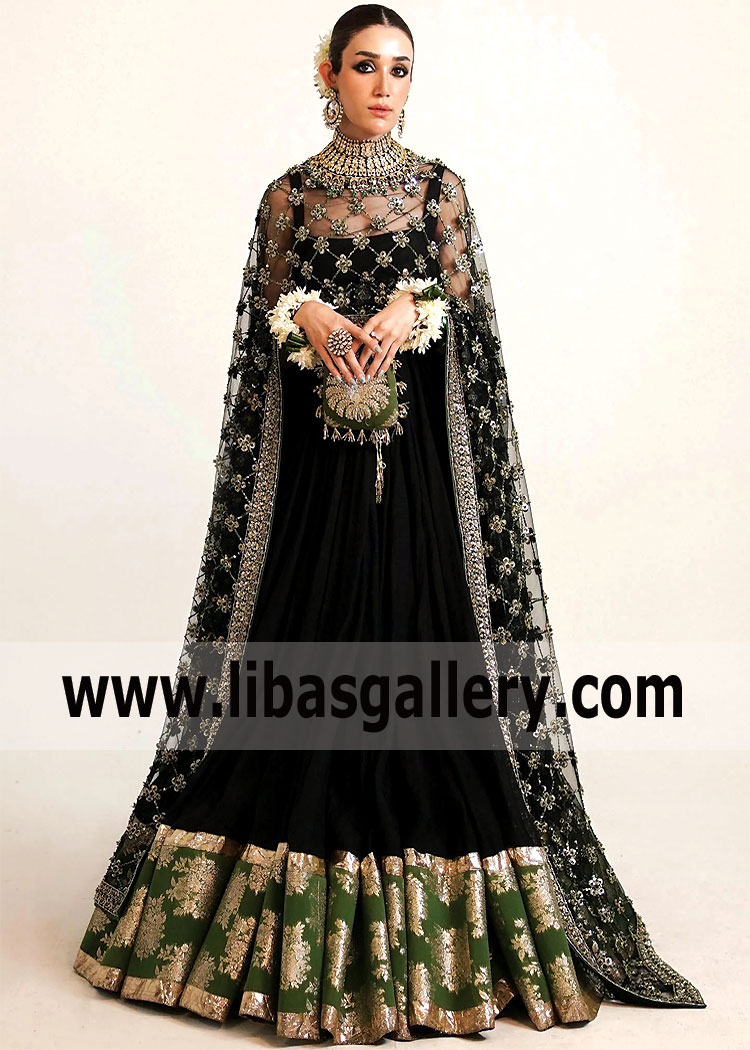 Black Iris Bridal Pishwas
