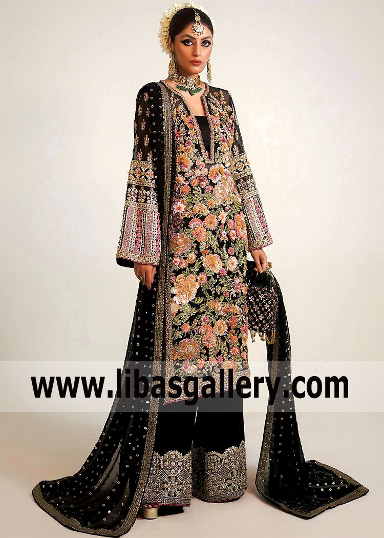 Black Carnation Wedding Guest Dress