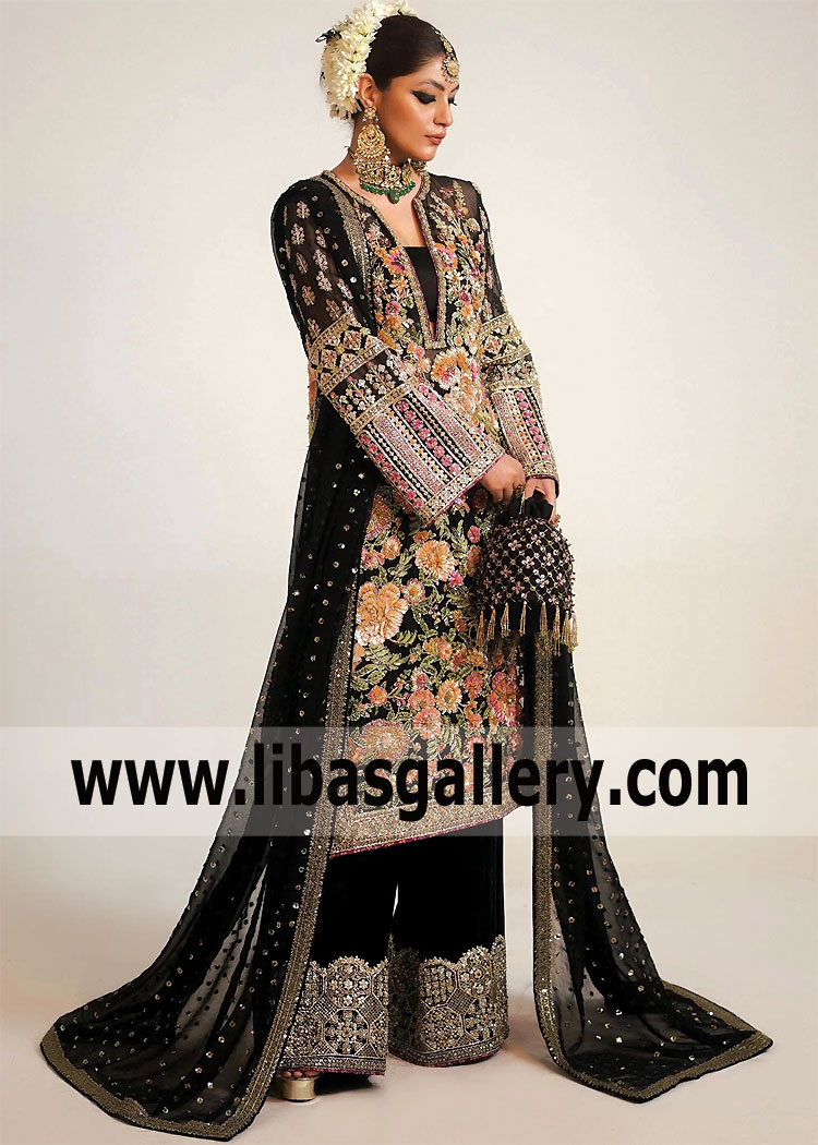 Black Carnation Wedding Guest Dress