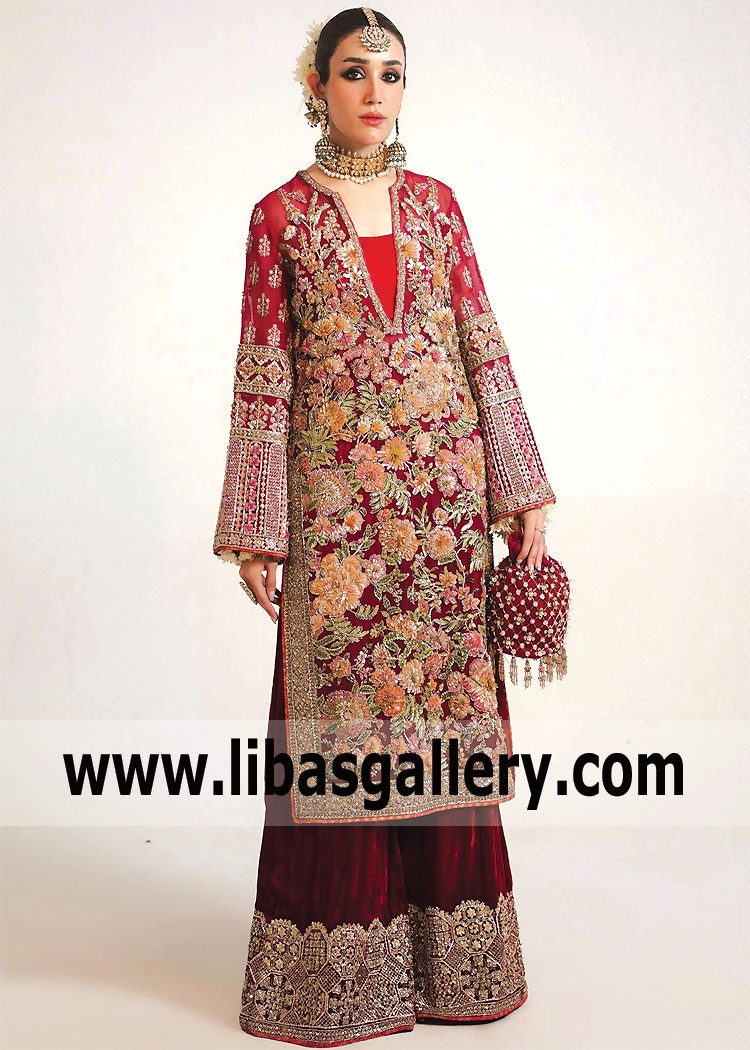 Carmine Gladiolus Bride Sister Dress