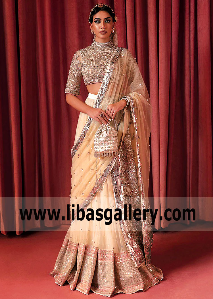 Navajo White Mallow Bridal Lehenga Choli